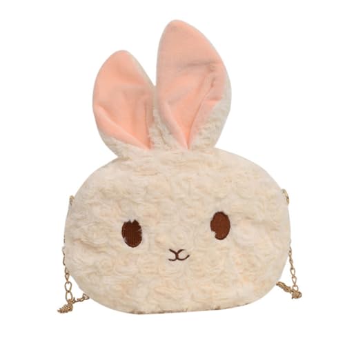 Warmhm Plüsch Kaninchen Umhängetasche Damen Messenger Bag Sanft Leicht Zipper Crossbody Tasche Niedliches Design Beige von Warmhm