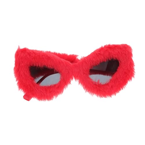 Warmhm Plüsch Katzenauge Sonnenbrille Damen Leicht Komfortabel Modisch Party Cosplay Eyewear mit Flauschiger Verzierung und Vielseitigem Komfort für Festivals und Kostümpartys von Warmhm