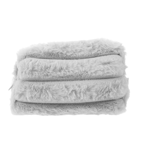 Warmhm Plüsch-Kosmetiktasche Reise-Kulturbeutel für Damen Make -up -Tragetasche Make-up-Organizer und Aufbewahrung Reise -Make -up -Tasche süße Schminktasche Polyester Hellgrau von Warmhm