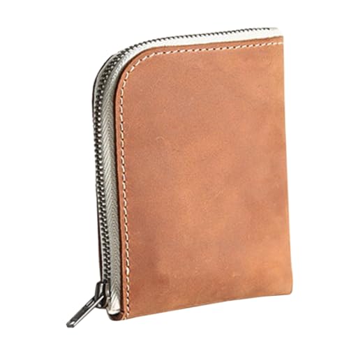 Warmhm Kleiner Geldbörse Herren Retro Stil RFID Geschützt mit Reißverschluss Kartenorganizer für Ausweise und Geld von Warmhm