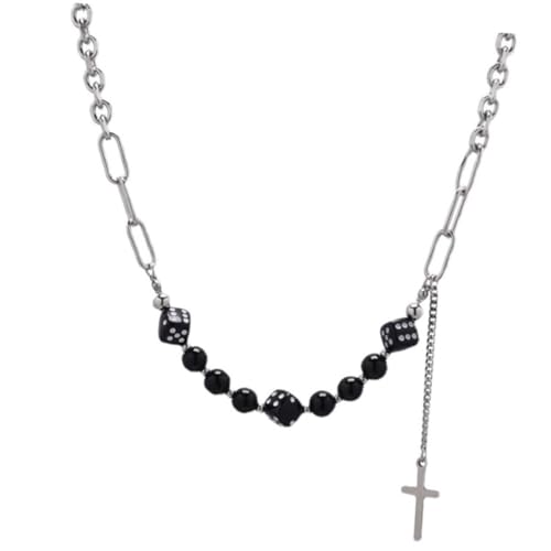 Warmhm Punk Choker Halskette Damen Würfel Anhänger Strang Kette Party Schmuck für Freundin von Warmhm