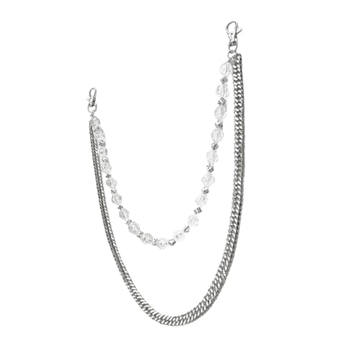 Warmhm Doppellagige Hosenkette für Jeans mit Würfeldekor Punk Style Unisex Robuste Metall Kettengürtel für Damen und Herren Dekorative Accessoires von Warmhm