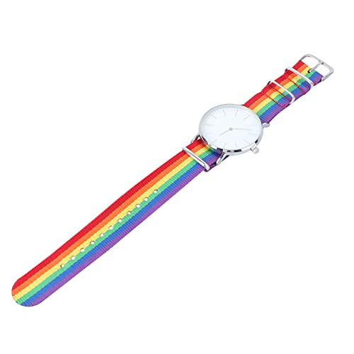 Warmhm Regenbogen-Design-Uhr Quarzuhr Unisex-Armbanduhr Zarte Handgelenk-Dekoration Silber Und Langlebig von Warmhm