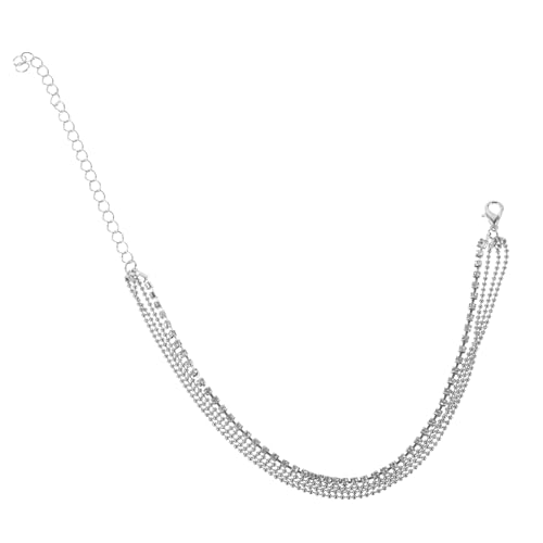 Warmhm Reihiges Silber Fußkettchen Damen Verstellbar mit Kristallbesatz Modisches Metall Armband für Frauen und Mädchen Langlebiges Schmuckstück für Party und Alltag von Warmhm