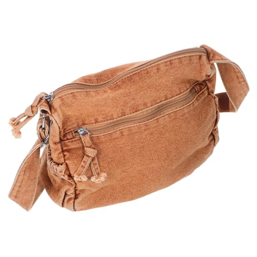 Warmhm Retro Denim Crossbody Bag Damen Canvas Schultertasche mit Reißverschluss Leichte Vintage Umhängetasche mit Mehreren Fächern Große Kapazität für Alltag Shopping und Pendeln von Warmhm