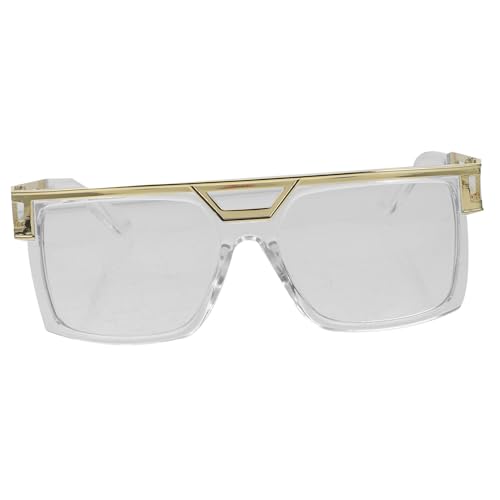 Warmhm Retro Hip-hop Sonnenbrille Metallrahmen Trendige Party Sonnenbrille für Erwachsene Uv-schutz Leicht und Komfortabel Vintage Festival Brille von Warmhm