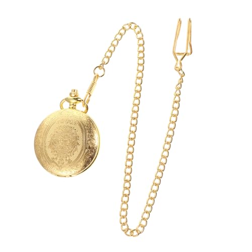 Warmhm Taschenuhr Aus Legierung Mit Kette Goldfarben Quarzuhr Vintage Design Für Herren Halskette Anhänger Geschenk Für Geburtstag Und Jubiläum von Warmhm