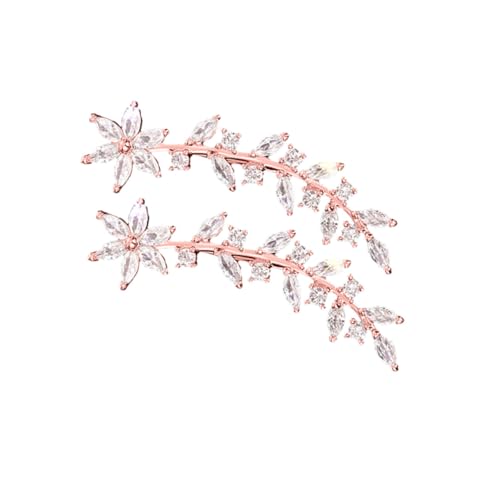 Warmhm Rhinestone Ear Climber Ohrringe Damen Blütenform Hochzeit Schmuck Elegant Leicht für Party Alltag Brautjungfern von Warmhm