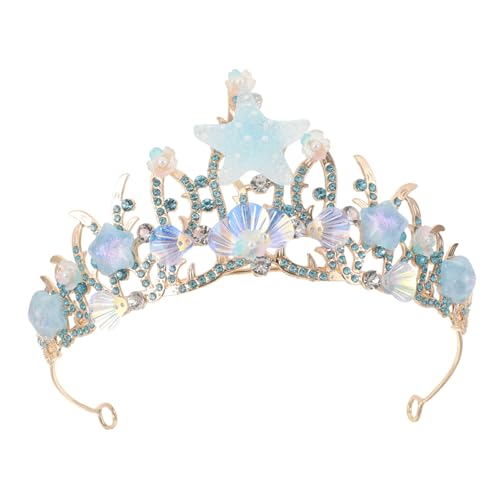 Warmhm Rhinestone Meerjungfrau Krone mit Muschel und Handgefertigte Blaue Prinzessin Tiara Leichter Hochzeitsschmuck für Mädchen Geburtstags und Halloween Party Dekoration von Warmhm