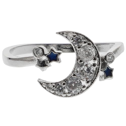 Warmhm Katzenring Verstellbar Metallring für Frauen Modischer Katzenschmuck in Mondform Einzigartiger Offener Ring für Mädchen von Warmhm