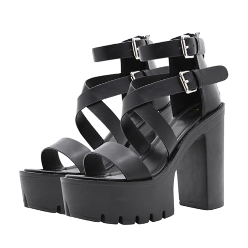 Warmhm Römersandalen Damen Elegant Hoher Absatz Modisch Leicht Ausziehbar Komfortable Sommerschuhe für Frauen von Warmhm