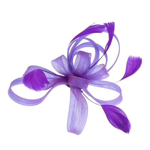 Warmhm Romantischer Damen Fascinator Clip mit Netz und Federn Handgefertigtes Leichtes Braut Haaraccessoire Verstellbar für Hochzeitsfrisuren für Bräute und Brautjungfern von Warmhm