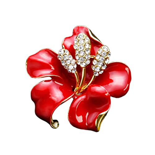 Warmhm Rosenförmige Brosche Damen Kreativer Anstecker Rot Auffälliges Design Langlebig Modisches Accessoire für Muttertag Kleidungsschmuck von Warmhm