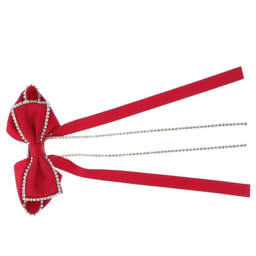 Warmhm Roter Haarklammer mit Strass Schleife Samtiger Haarschmuck für Teenagerinnen und Frauen Langlebige Federklemme Modisches Accessoire für Hochzeit und Alltag von Warmhm