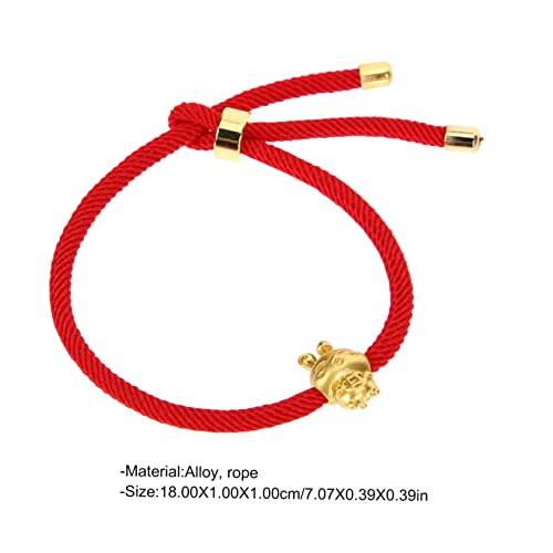 Warmhm Rotes Glücksarmband mit Goldfolie Hasenanhänger Geflochtenes Seilarmband für Damen und Mädchen Chinesisches Tierkreiszeichen Jahr Hasen Schutz und Fortuna zu Neujahr und von Warmhm