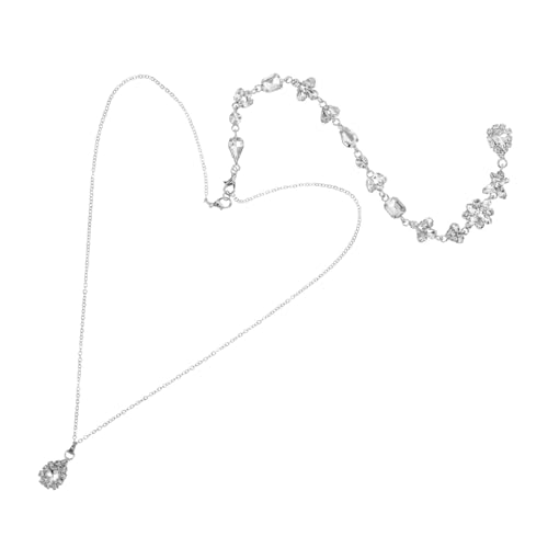 Warmhm Rückenkette Damen Halskette Silber Lange Kette Mit Großem Schmuck Anhänger Für Hochzeit Party Geburtstag Selbst von Warmhm