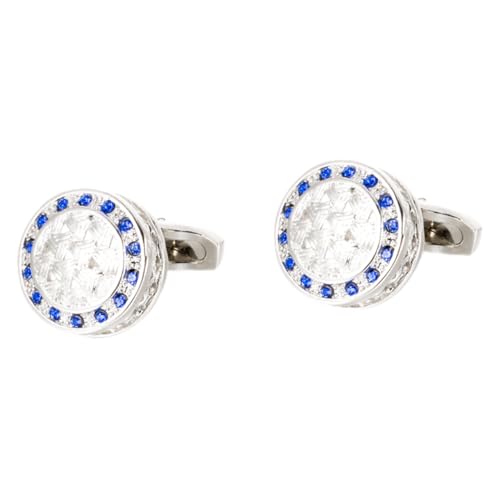 Warmhm Runde Blaue Manschettenknöpfe Herren Leichtem Business Cufflinks mit Feiner Verarbeitung und Glatten Robust und Elegant für Hemden und Anzüge von Warmhm