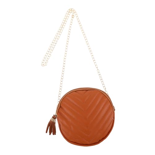 Warmhm Runde Damen Umhängetasche mit Fransen Kleine Strapazierfähige Crossbody-bag in Dunkelbraun Praktische Geldbörse mit Verstellbarem Riemen für Reisen Shopping und Alltag von Warmhm