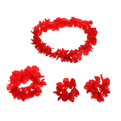 Warmhm Satz Stirnband Mit Blumenkranz Hawaii Kostüm Set Tropischer Blumenkette Frühlingskranz Hawaii-halsketten Blumenkrone Kopfbedeckung Für Mädchen Hula Haarschmuck Blütenblatt Zubehör von Warmhm