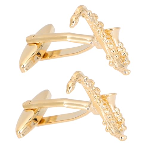 Warmhm Saxophon Manschettenknöpfe Goldfarben Herren Hemdärmelknöpfe Elegantes Design für Business Büro Party Accessoire für Anzug Hemd von Warmhm