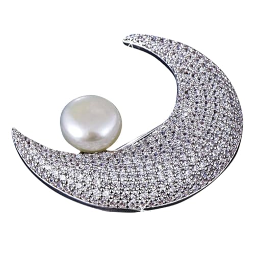 Warmhm Schimmernde Mond Brosche mit Weißen Kristallen Anstecknadel für Damen Sicheres Fixieren von Hemden und Schals Modisches Schmuckaccessoire für Alltag und Festtage Warmhm Schimmernde Mond Brosche mit Weißen Kristallen Anstecknadel für Damen Sicheres Fixieren von Hemden und Schals Modisches Schmuckaccessoire für Alltag und Festtage von Warmhm