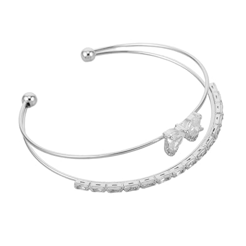 Warmhm Schleifen Armband Doppel Lagen Design Kupfer Armspange Frauen Schmuck Strass Armkette für Mädchen Vielseitiges Langlebiges Accessoire für Hochzeit Party Alltag von Warmhm