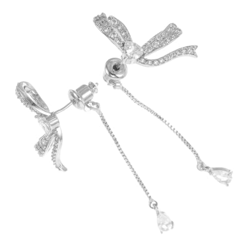 Warmhm Schleifenohrringe mit Funkelnden Zirkonsteinen und Modischem Tassel Design Leichte Drop Ohrringe für Damen Stilvoller Schmuck für Besondere Anlässe und Alltag von Warmhm