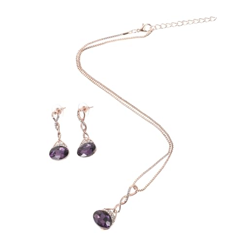 Warmhm Schmuckset Damen Halskette und Ohrringe Set mit Anhänger Eleganter Brautschmuck Gold Verarbeitung Modisches Geschenkset für Frauen Passend zu Verschiedenen Outfits von Warmhm