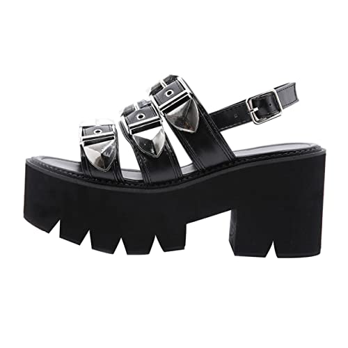 Warmhm Schwarz Damen Plateauschuhe Sandalen Mit Offener Spitze Rutschfester Sohle Freizeitschuhe Für Verabredungen Partys Und Besondere Anlässe von Warmhm