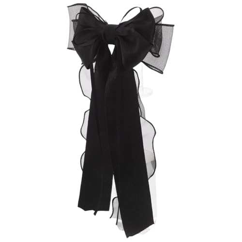 Warmhm Schwarze Schleifen Haarspangen für Damen Netzspitze Haaraccessoires mit Langen Bändern für Hochzeiten Partys und Formelle Anlässe Vielseitig und von Warmhm