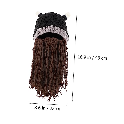 Warmhm Short Beard Viking Hat mit Horn Design Gestrickt Warmes Party Kostüm für Herren Cosplay Headgear für Halloween Karneval und Festliche Anlässe und Strapazierfähig von Warmhm