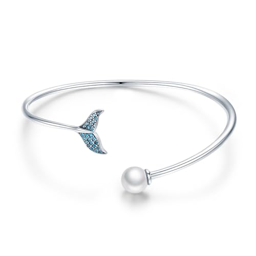Warmhm Silber Armband mit Meerjungfrau Schwanzform und Muschelperle Elegantes Offenes Armband für Damen für Partys und Täglichen Gebrauch Warmhm Silber Armband mit Meerjungfrau Schwanzform und Muschelperle Elegantes Offenes Armband für Damen für Partys und Täglichen Gebrauch von Warmhm