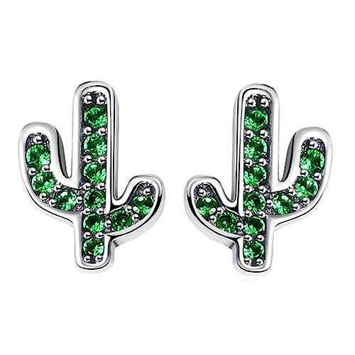 Warmhm 1Paar Kaktus Ohrstecker aus Sterling Silber für Damen Mini Ohrringe in Grün Bequeme und Haltbare Ohrdekorationen für Partys und Besondere Anlässe Tolle Geschenke für Frauen und Mädchen von Warmhm