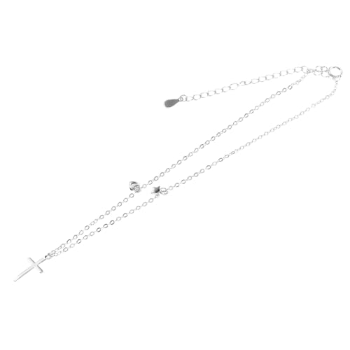 Warmhm Silber Fußkettchen Damen mit Kreuzanhänger Verstellbares Schlichtes Schmuckstück mit Funkelnden Strasssteinen Elegantes Fußband für Freizeit und Festliche Anlässe von Warmhm