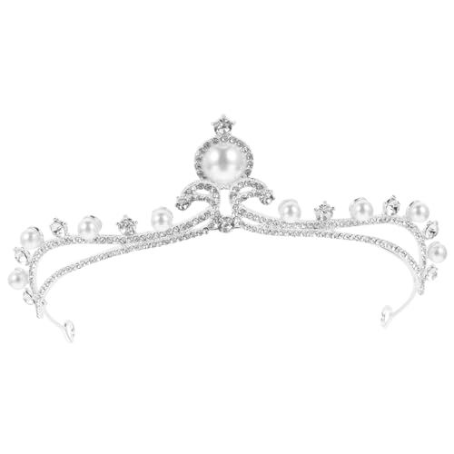 Warmhm Silberne mit Perlen und Funkelnden Strasssteinen Eleganter Hochzeit Kopfschmuck für Damen Stilvolles Tiara Haaraccessoire für Besondere Anlässe Wie Hochzeiten und von Warmhm