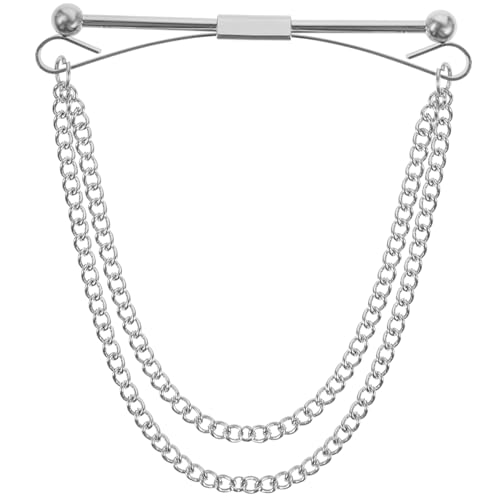 Warmhm Silberner Herren Kragennadel mit Kette Langlebiger Metall Ansteckpin für Hemdkragen Stilvolle Krawattenbar für Business und Festliche Anlässe Leichtes Design für Bequemen von Warmhm