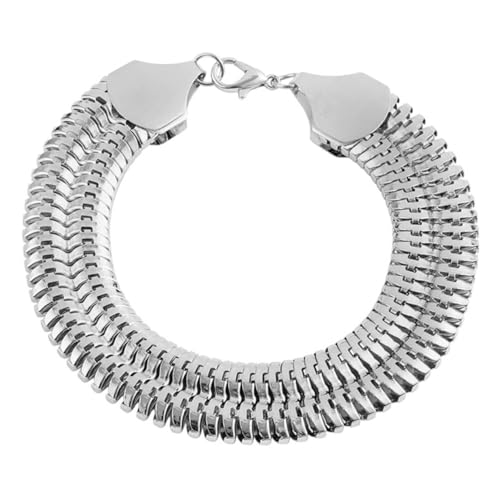Warmhm Silbernes Herren Armband Link Chain aus Legiertem Material Rostfrei Leichtes Modisches Punk Design Breiter Schmuck für Männer Geschenk zum Geburtstag und Vatertag von Warmhm