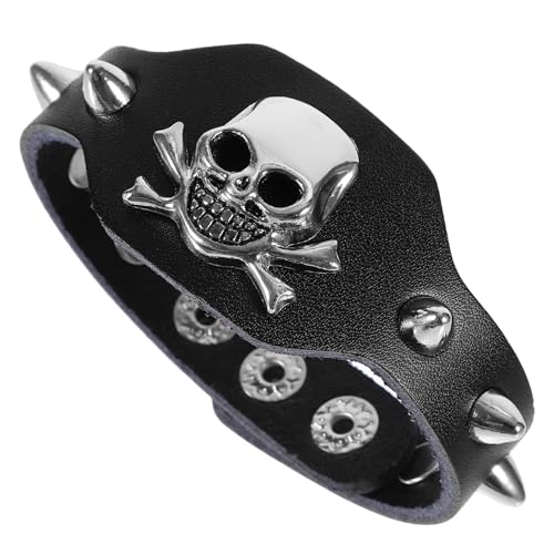Warmhm Skelett Schädel Armband aus Legierung Vintage DIY Schmuckaccessoire Schwarzes Halloween Armband mit Klassischer Schnalle Langlebig und Vielseitig für Party Alltag für Frauen von Warmhm