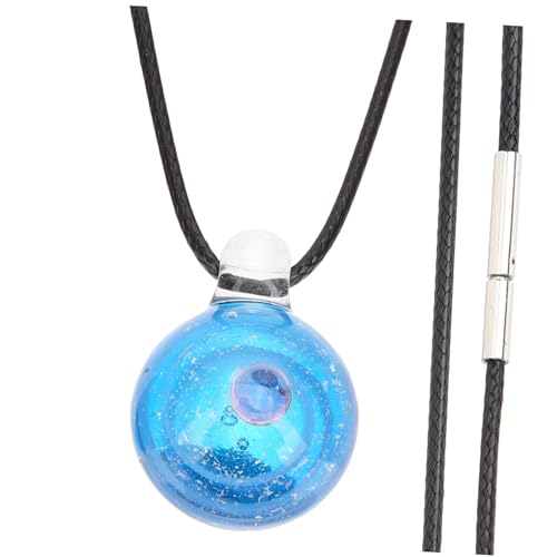 Warmhm Space Halskette Damen mit Glaskugel Anhänger Leicht Hautfreundlich Modisch Zartes Farbmuster Resin Material Geschenkidee für Frauen Alltag und Party Charmanter Schmuck von Warmhm