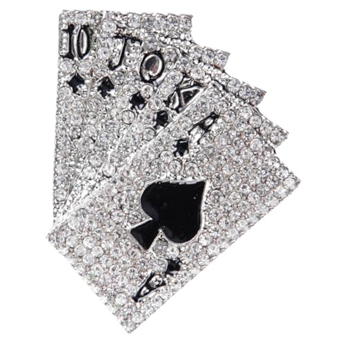 Warmhm Spielkarten Brosche aus Legierung mit Funkelnden Strasssteinen Modischer Unisex Anstecker für Pullover Blazer und Kleider Stilvolles Schmuckaccessoire für Damen und Herren von Warmhm