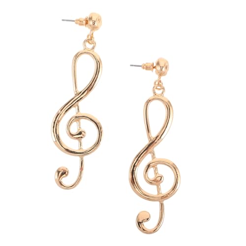 Warmhm Statement Ohrringe Musiknote Damen Retro Vintage Ohrhänger Künstlerisches Design Komfortabel Modisch für Alltag und Party Goldfarben von Warmhm