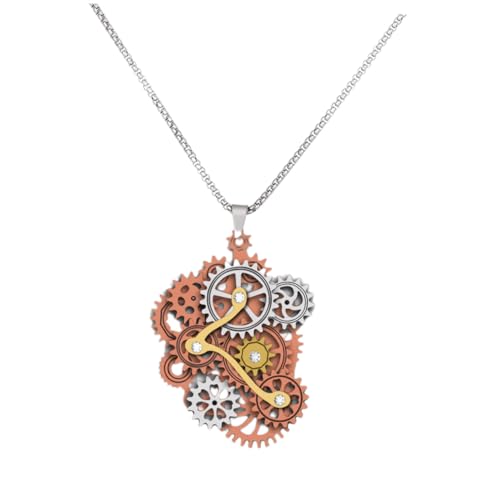 Warmhm Steampunk Zahnräder Anhänger Halskette Unisex Hip Hop Punk Gear Schmuck aus Langlebiger Legierung Modisches Statement für Damen und Herren Detailreiches Design für Vielseitige von Warmhm
