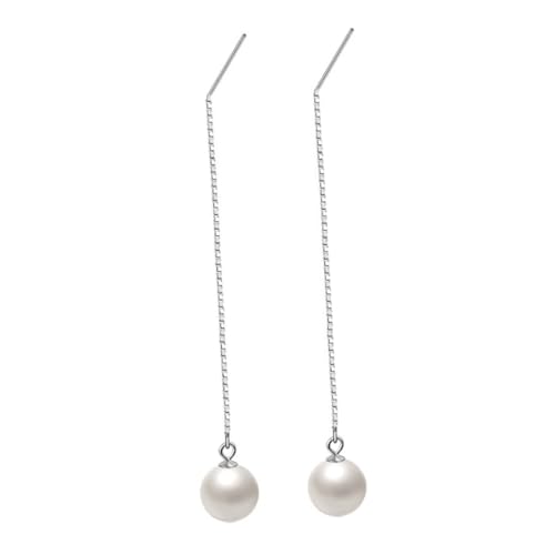 Warmhm Sterling Silber Perlen Ohrringe Lange Quasten Eardrop Schmuck für Frauen Eleganter Ohrschmuck für Hochzeiten Geburtstage und Besondere Anlässe von Warmhm