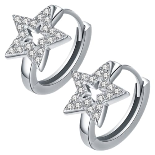 Warmhm Sterling Silber Stern Creolen Ohrringe für Teens Mädchen Hohl Stern Design Hypoallergen Silberne Ohrstecker für Alltag und Festliche Anlässe von Warmhm