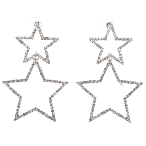 Warmhm Stern Ohrringe Damen Hängend mit Funkelnden Strasssteinen Leicht zu Tragen Klassisches Design als für Frauen und Mädchen Schmuck für Alltag und Besondere Anlässe von Warmhm