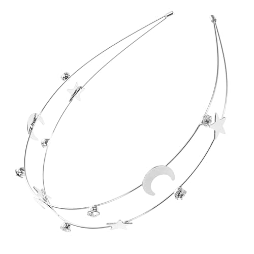 Warmhm Stern und Mond Haarband Damen Rutschfestes Komfortables Haarschmuck Accessoire mit Verspieltem Design Silberfarben für Festivals Partys und Hochzeiten von Warmhm