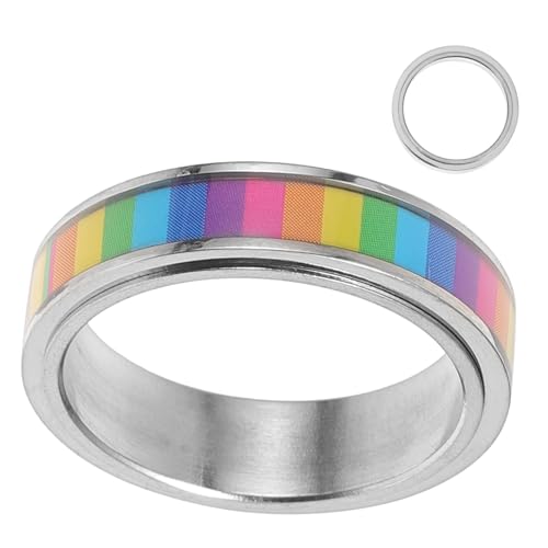 Warmhm Stilvoller Regenbogenring aus Langlebiger Rostfrei und Hautfreundlich Modisches Pride Schmuckstück für Männer und Frauen Perfektes Accessoire für Lgbtq Partys und Alltag von Warmhm