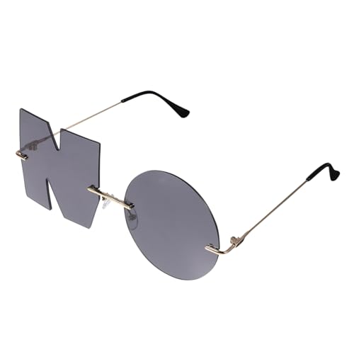 Warmhm Stylische Buchstaben Sonnenbrille für Party und Fotoshooting Langlebige Fashion Eyewear mit Goldenem Rahmen und Grauen Gläsern Unisex Chic Accessoire für Trendbewusste Junge von Warmhm