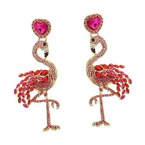 Warmhm Flamingo-förmige Ohrringe Für Damen Stylische Ohrhänger Aus Hochwertigem Material Lässiger Party-schmuck Rot von Warmhm