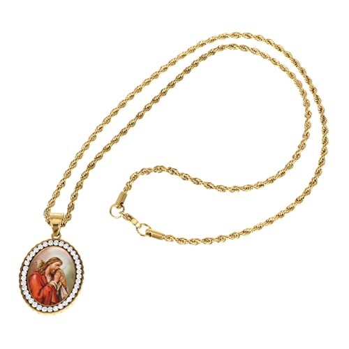 Warmhm Stylische Runde Halskette mit Funkelndem Zirkonia Anhänger Goldfarbene Titanstahl Kette Hip Hop Schmuck für Damen und Herren Passend zu Freizeit und Party von Warmhm